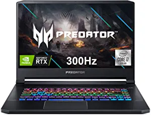 لاب توب ايسر بريداتور تريتون 500 PT515-52-742J للألعاب، معالج انتل i7-10875H، نفيديا جيفورس RTX 2080 سوبر، شاشة 15.6 بوصة FHD NVIDIA G-SYNC ، 300 هرتز، DDR4 ثنائية القناة، 512GB NVMe SSD